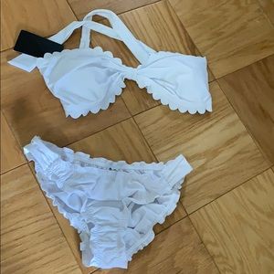 White ruffle bathing suit